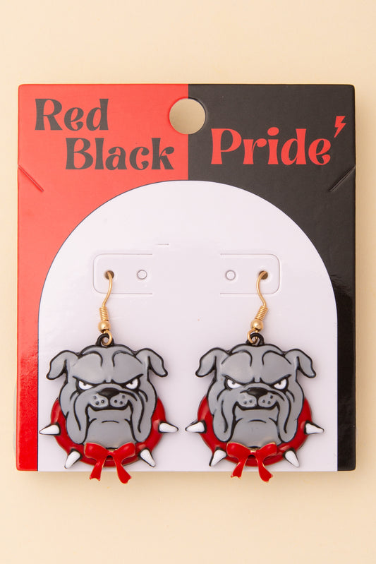 Ashley Game Day Bulldog with Spiked Collar Dangle Earrings