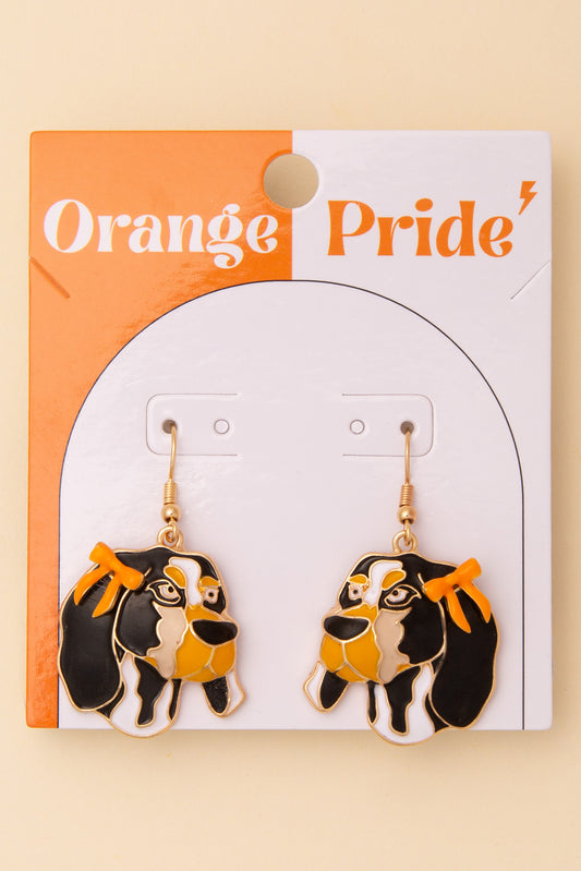 Samantha Game Day Dog with Bow Dangle Earrings