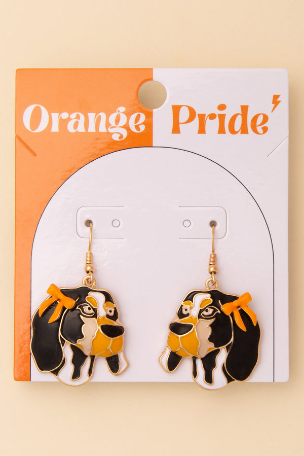 Samantha Game Day Dog with Bow Dangle Earrings