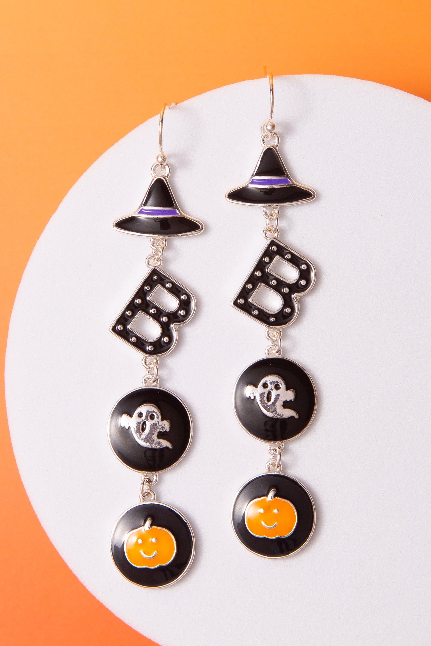 Mia Halloween Themed Witched "BOO" Enamel Ghost Earrings