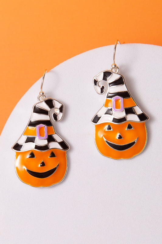 Ava Halloween Witched Jack-O'-Lantern Pumpkin Dangle Earrings