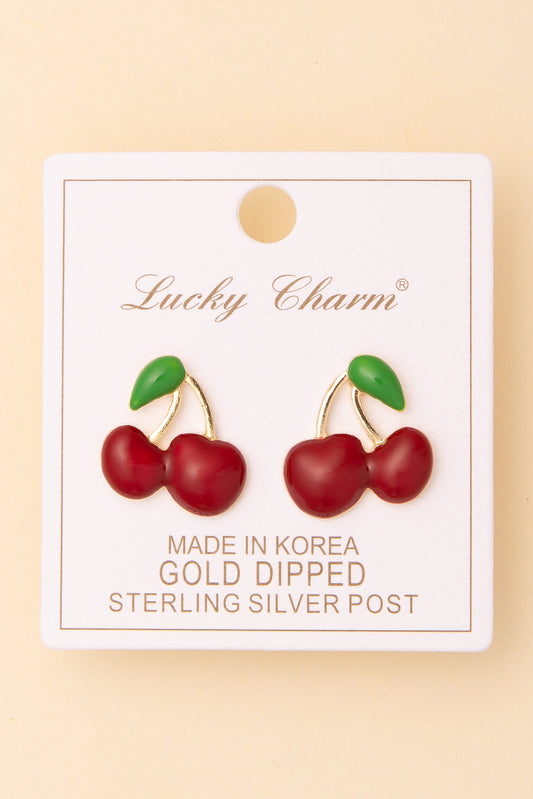 Aubrey Cherry Embellished Earrings