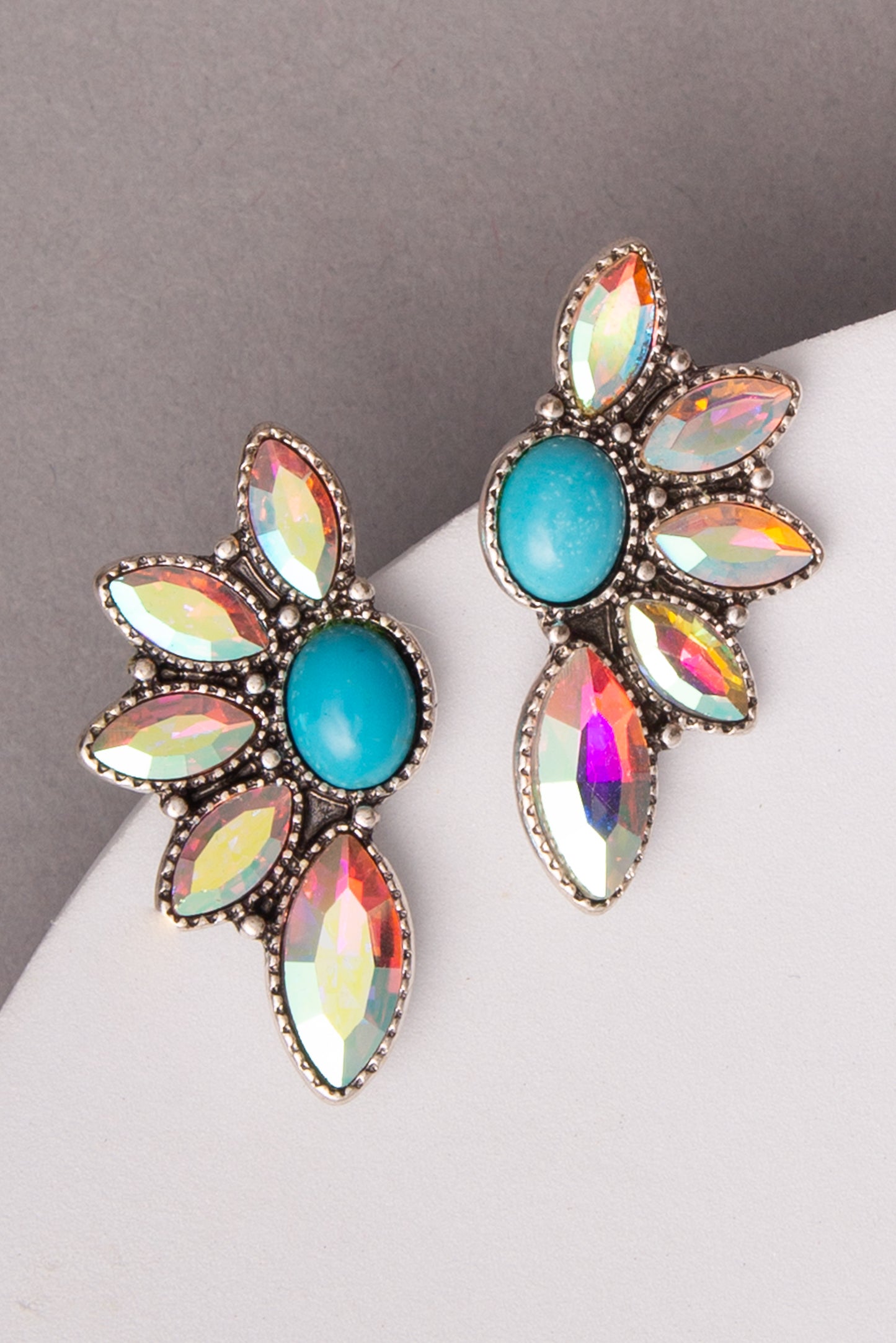 Isabelle Western Teardrop Post Earrings with Semi Stone