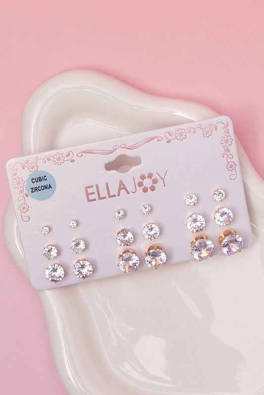 Annie Cubic Zirconia Assorted Stud Earring Set | Gold
