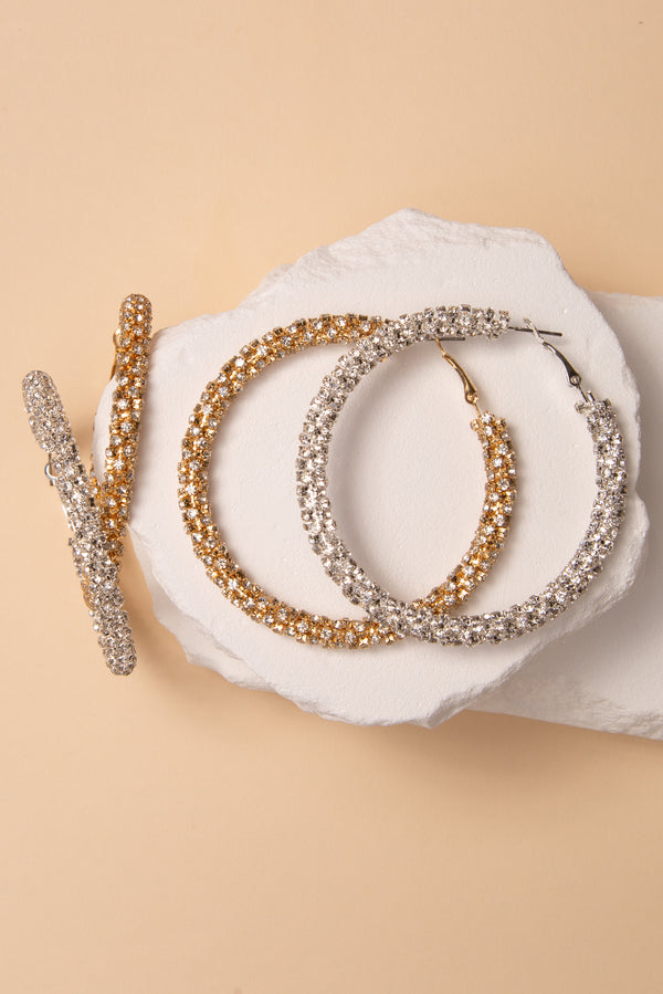 Addison Cubic Zirconia Pavé Tube Hoop Earrings