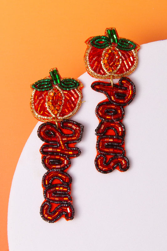 Charlette Halloween “Hocus Pocus” Pumpkin Beaded Dangle Earrings