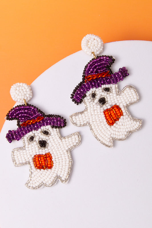 Luna Halloween Bewitched Ghost & Pumpkin Beaded Dangle Earrings