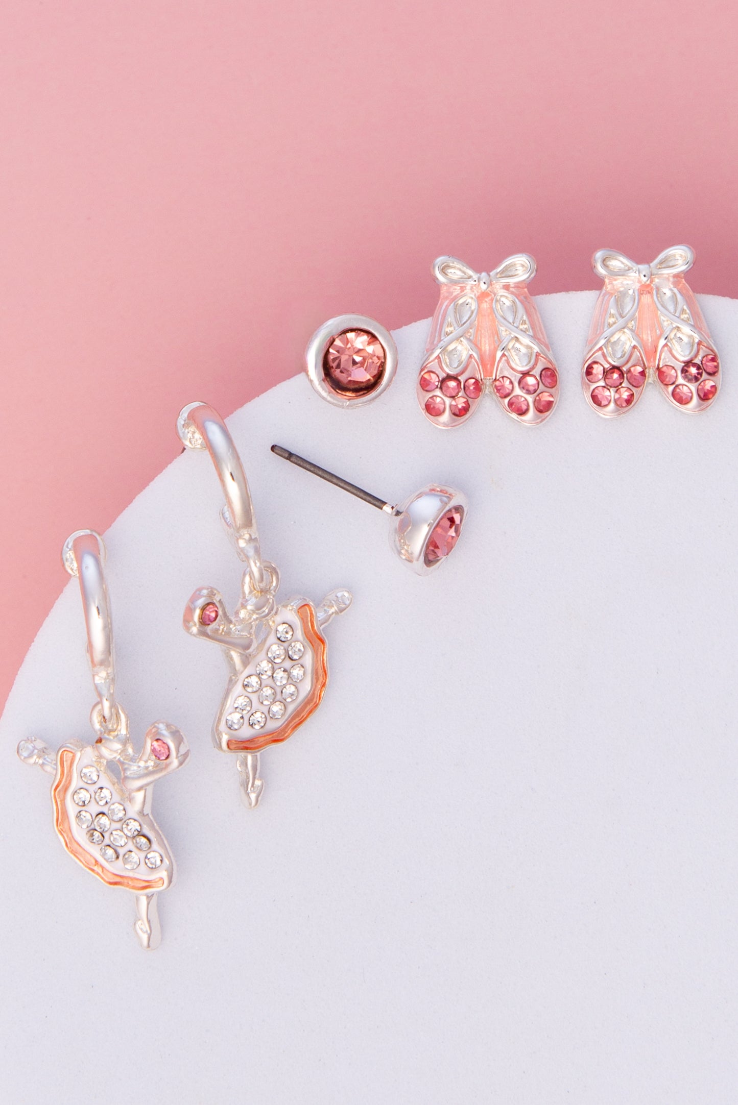 Ally Ballet Theme Stud Earring Set – Slipper & Ballerina Design