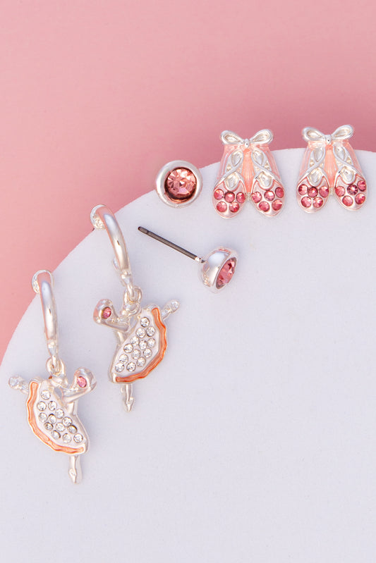 Ally Ballet Theme Stud Earring Set – Slipper & Ballerina Design