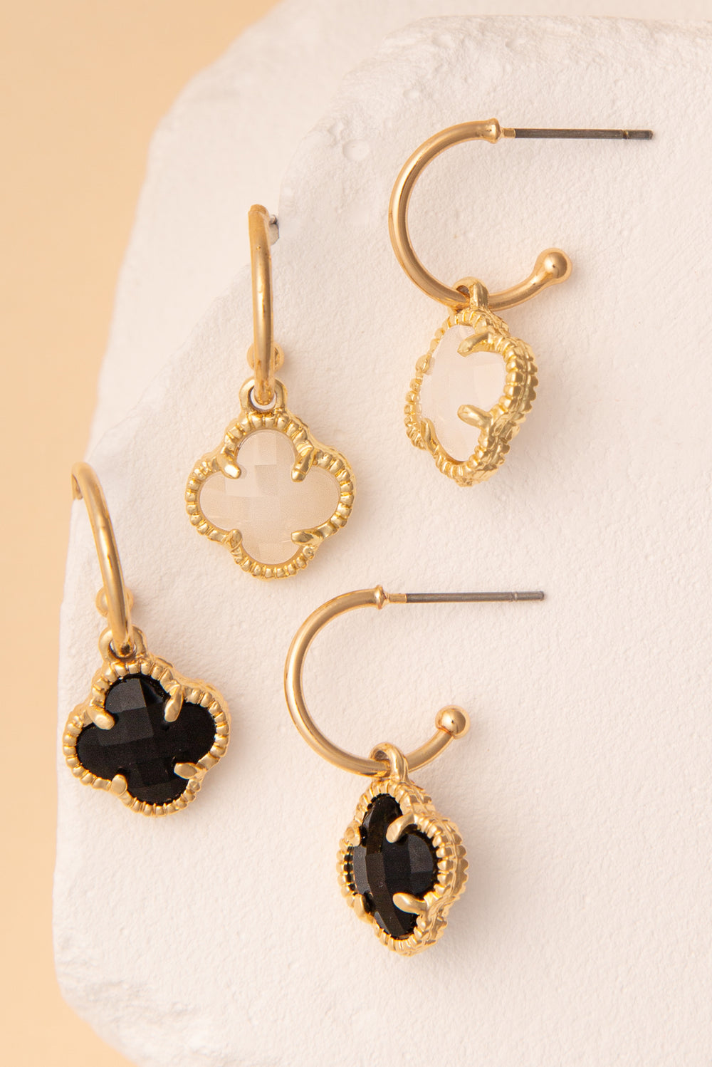 Alexandra Crystal Clover Open Hoop Earrings