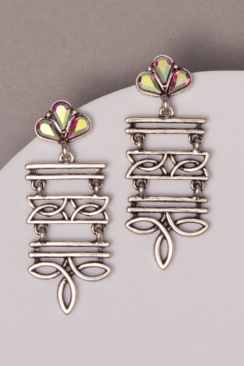 Eva Western Boot Stitch Rectangle Dangle Earrings