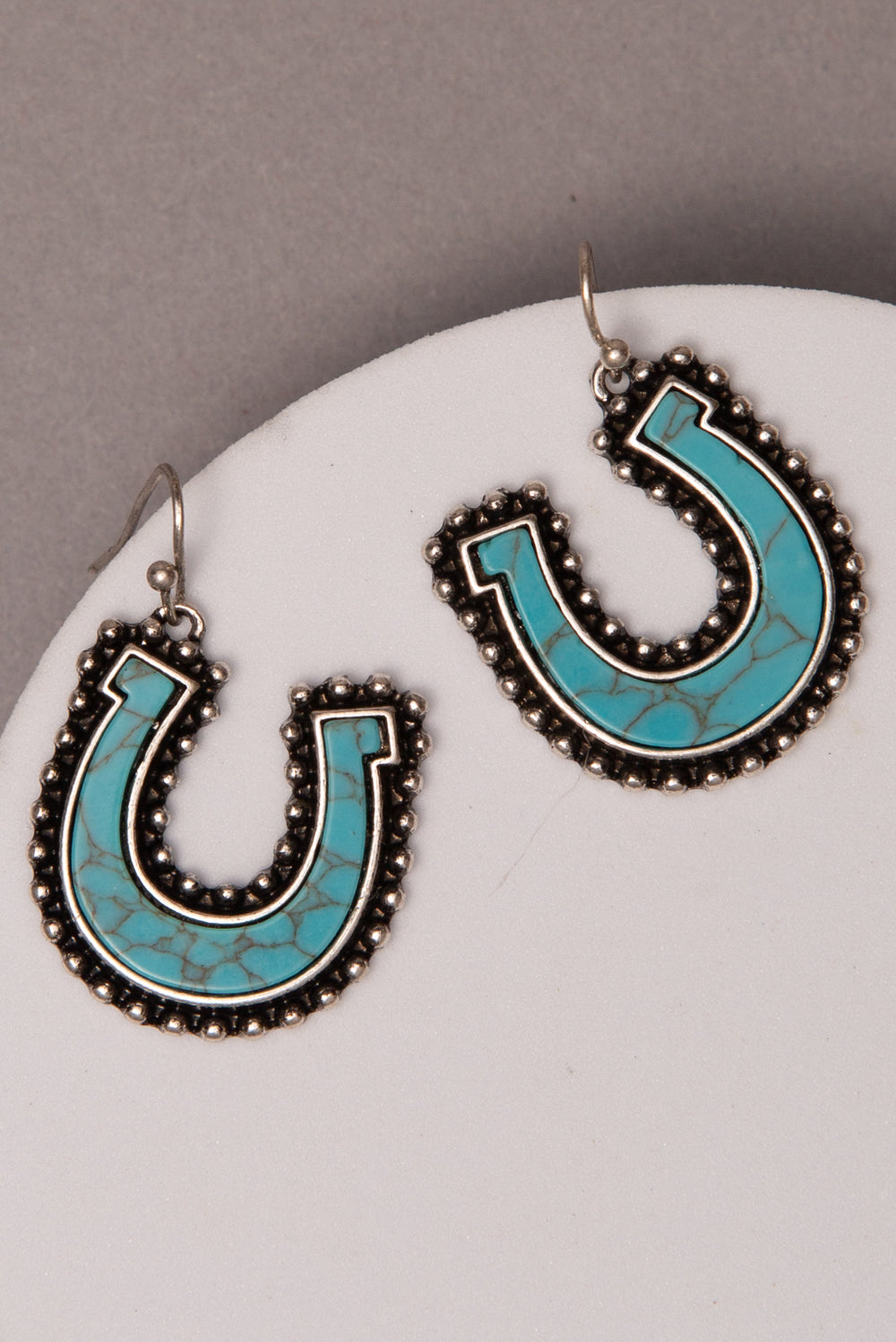 Isabel Western Horseshoe Dangle Earrings with Turquoise Inlay