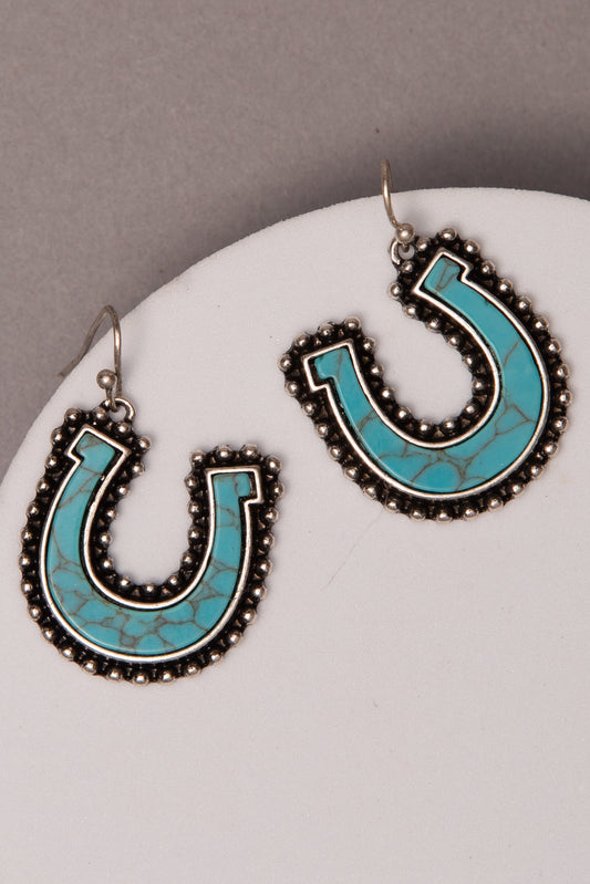 Isabel Western Horseshoe Dangle Earrings with Turquoise Inlay