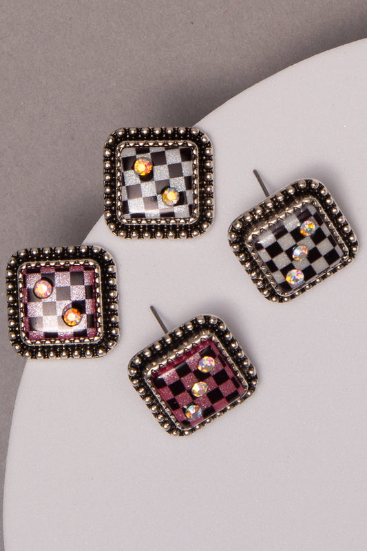 Katherine Western Design Stud Earrings with Crystal Accents