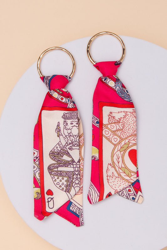 Audrey Playing Card Fabric Earrings | Fuchsia