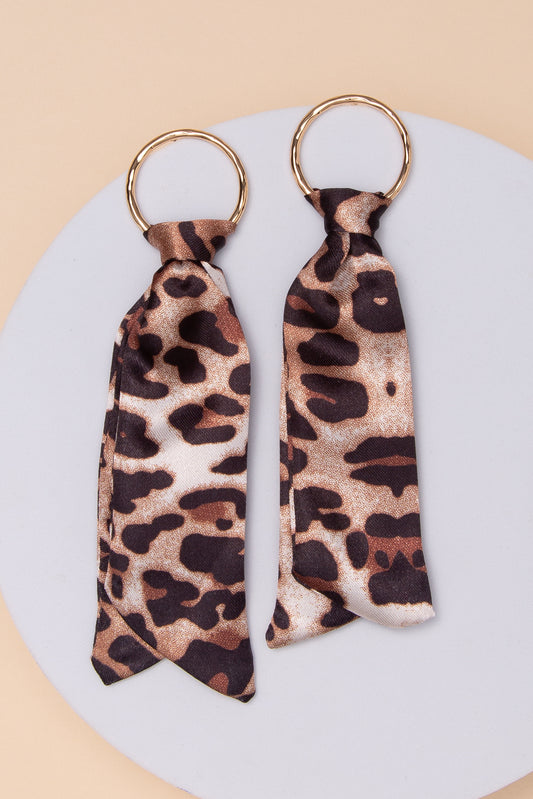 Anna Leopard Fabric Earrings | Brown