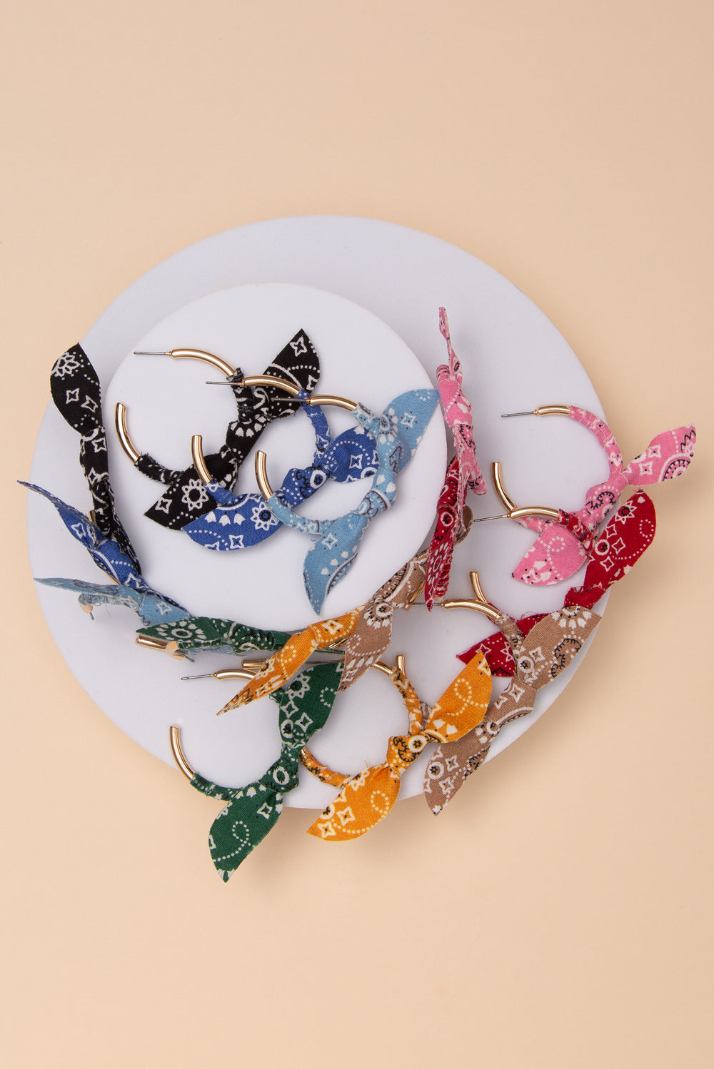 Caroline Bandana Metal Hoop Earrings