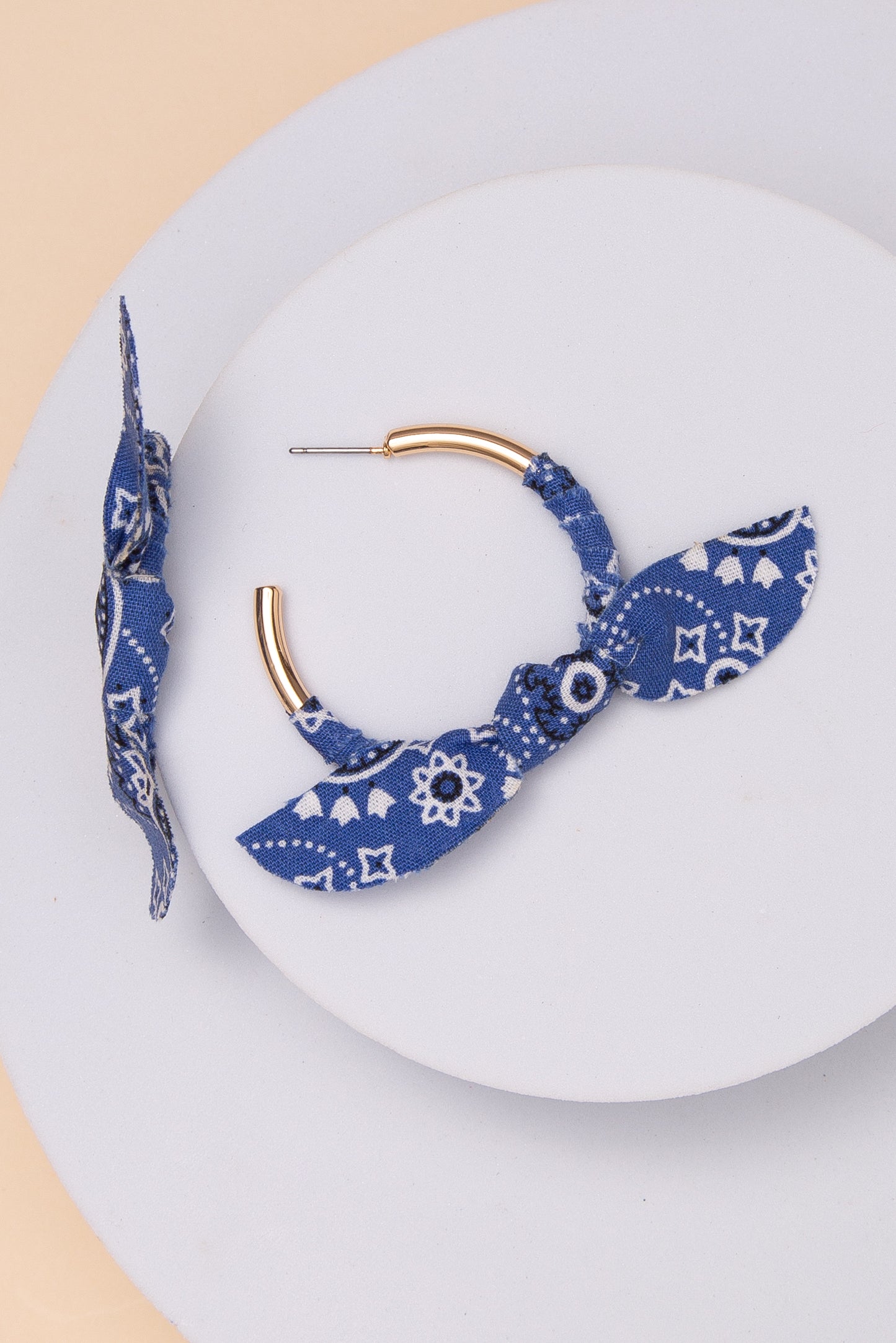 Caroline Bandana Metal Hoop Earrings