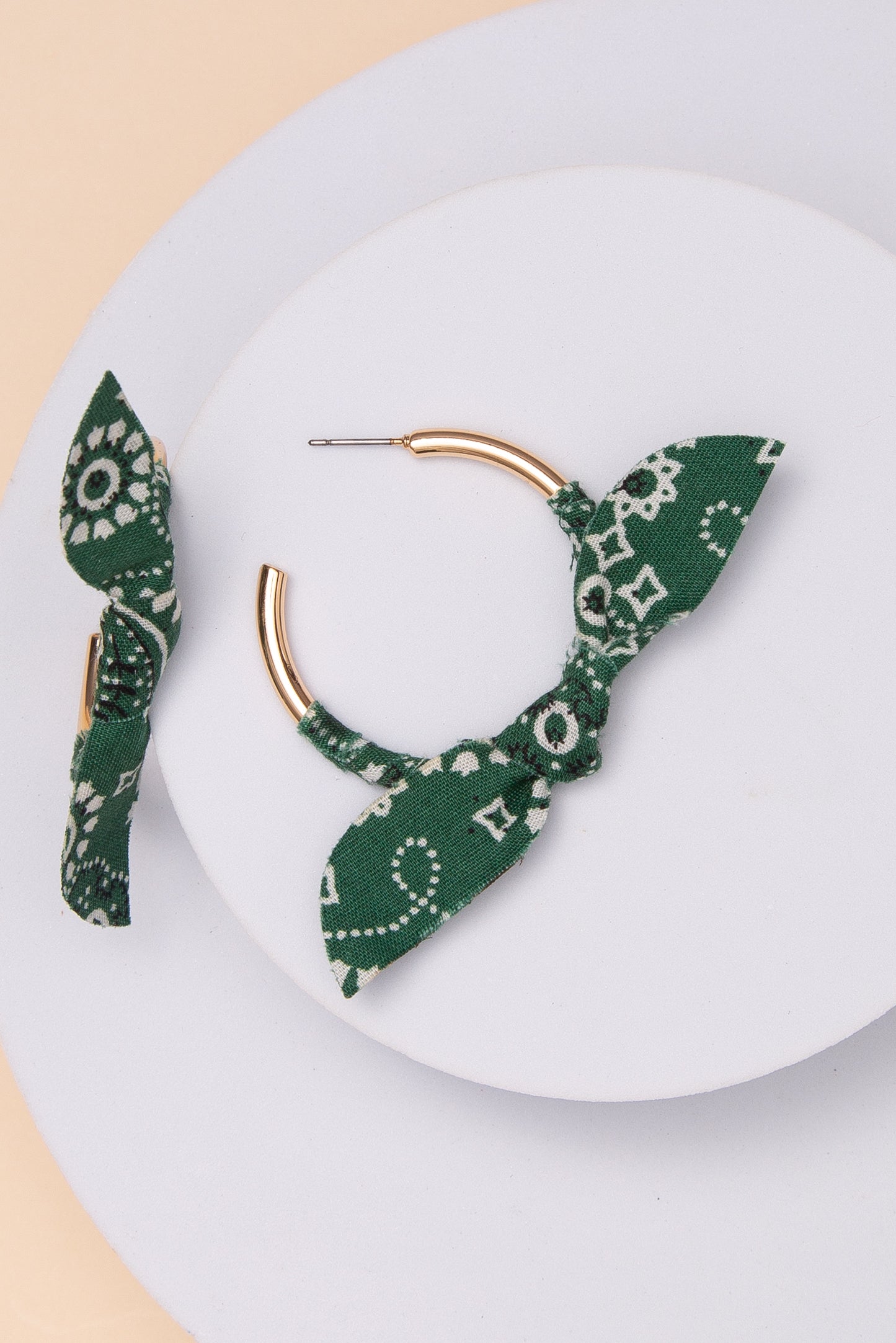 Caroline Bandana Metal Hoop Earrings
