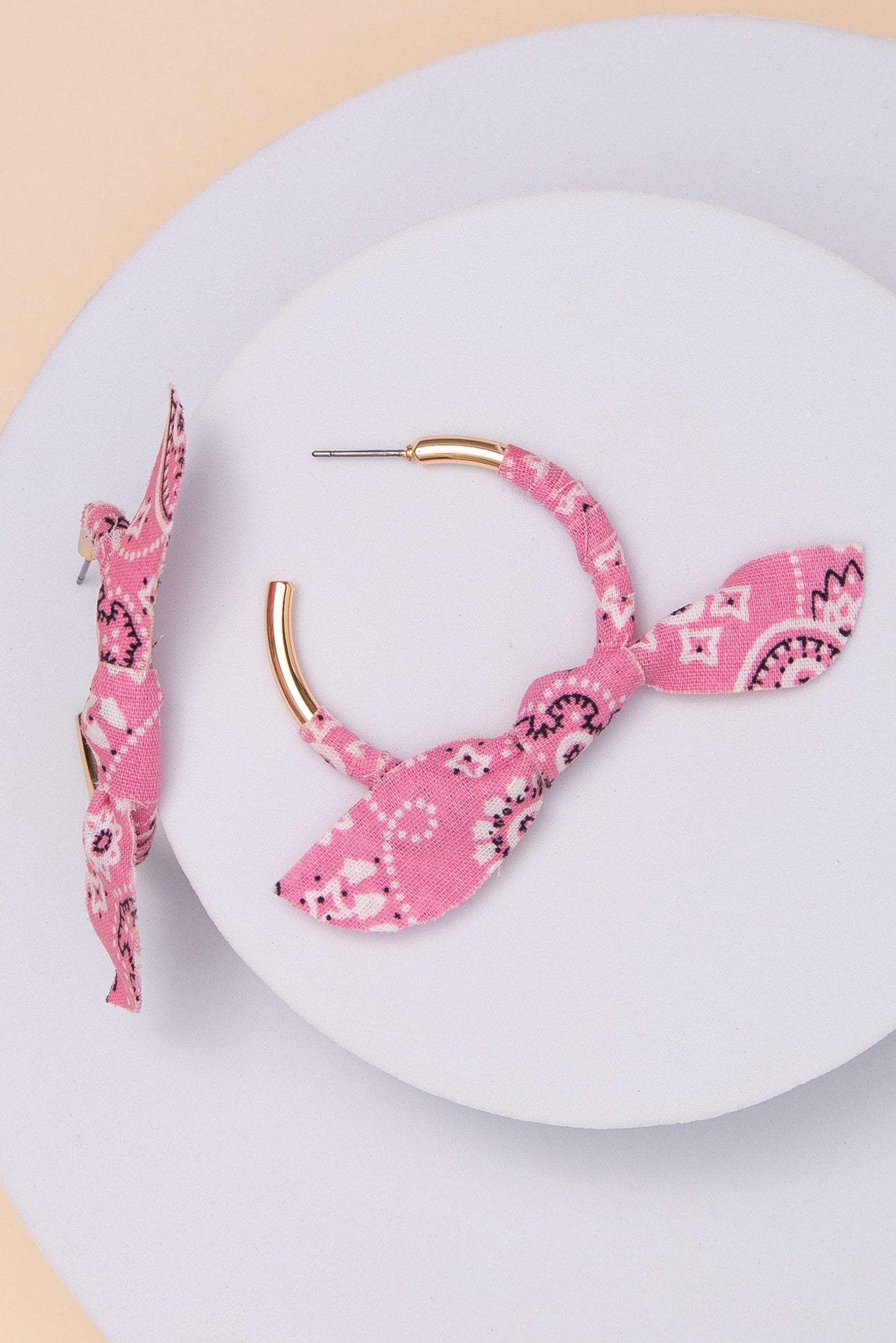 Caroline Bandana Metal Hoop Earrings