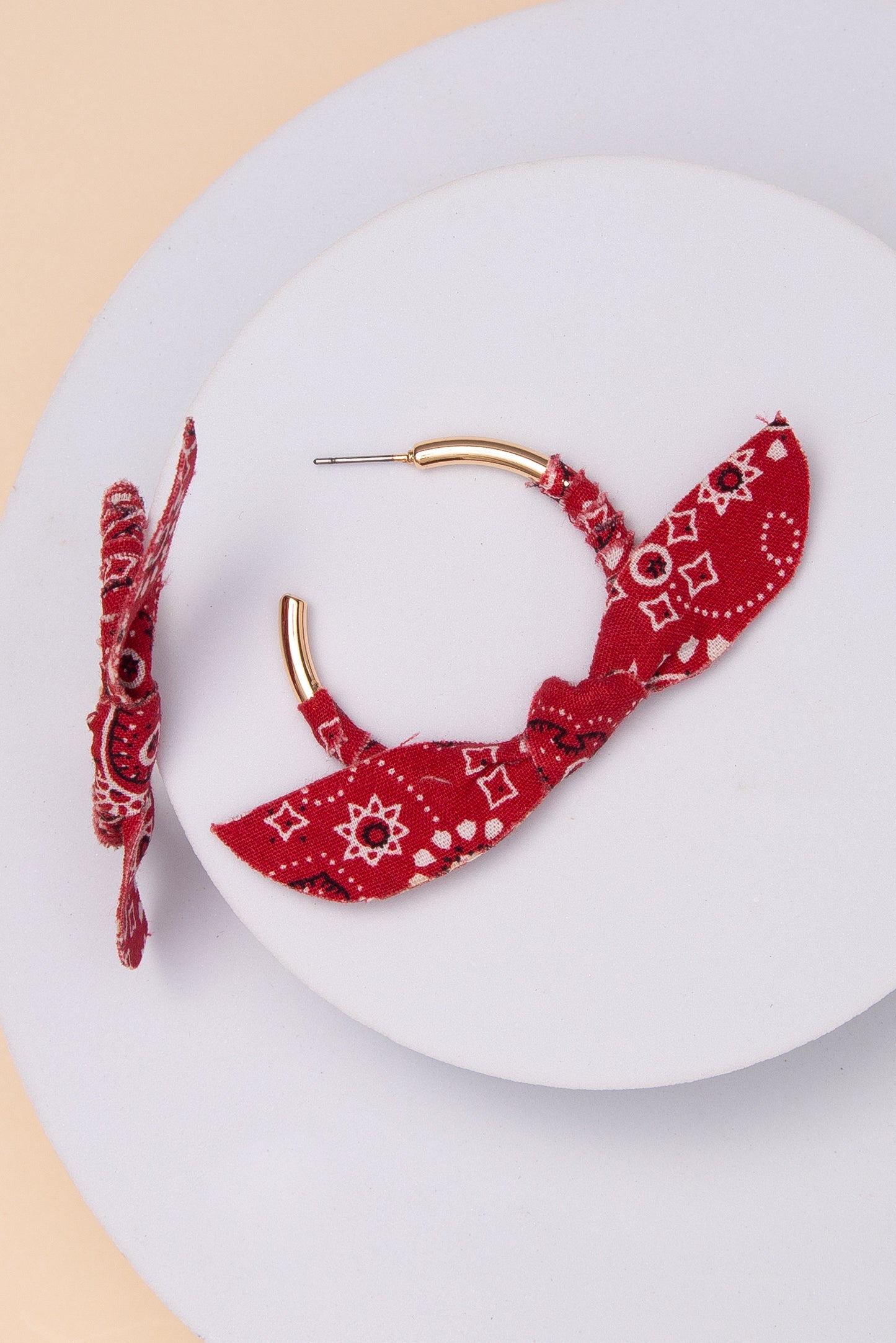 Caroline Bandana Metal Hoop Earrings