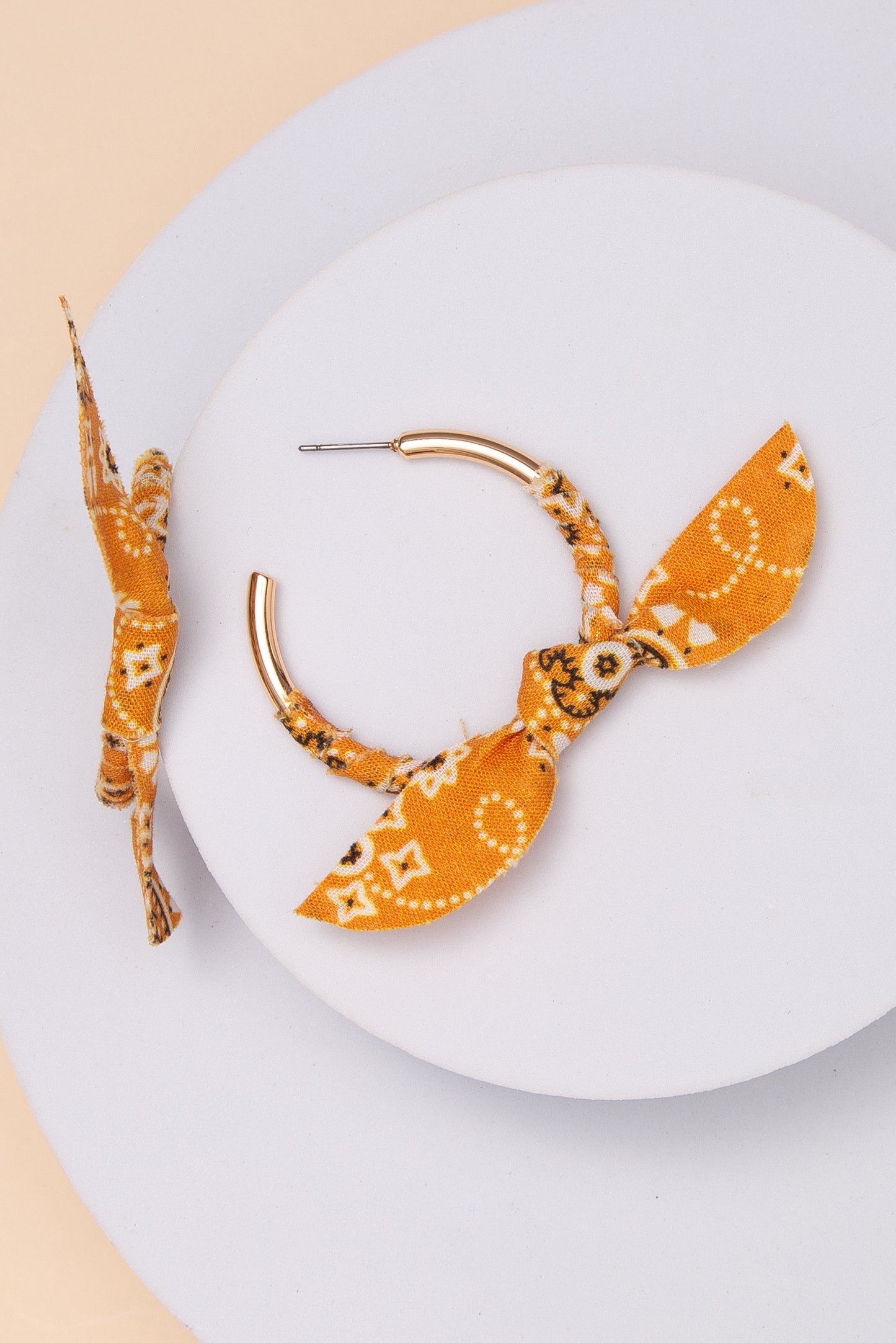 Caroline Bandana Metal Hoop Earrings