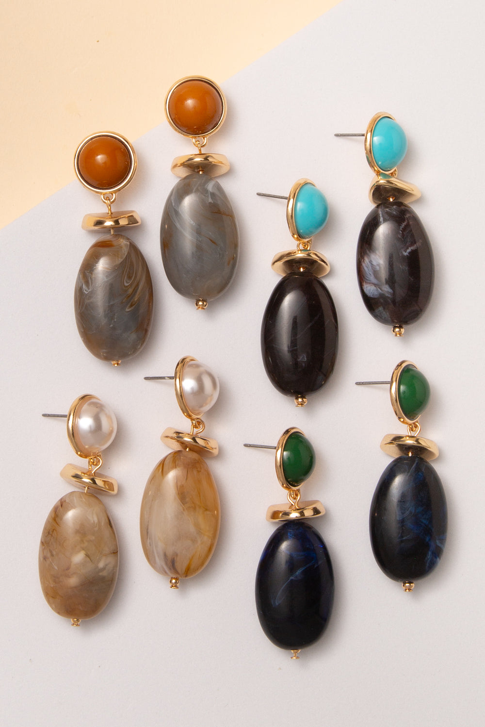 Isabel Oval Post Earrings with Multi-Gemstone Design