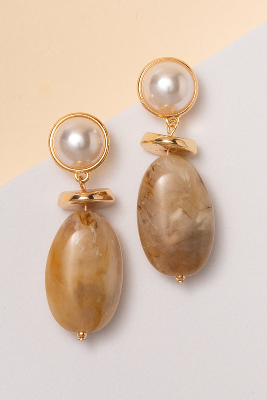 Isabel Oval Post Earrings with Multi-Gemstone Design | Pearl