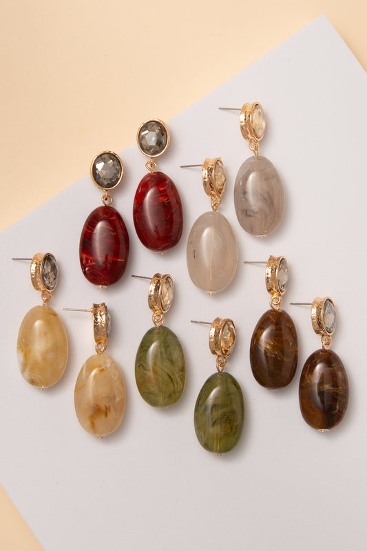 Jazmine Oval Crystal and Stone Post Earrings