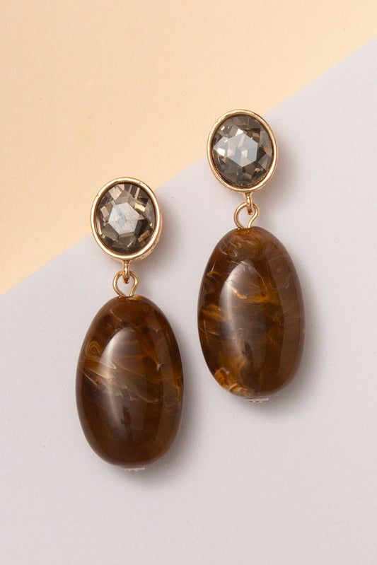 Jazmine Oval Crystal and Stone Post Earrings