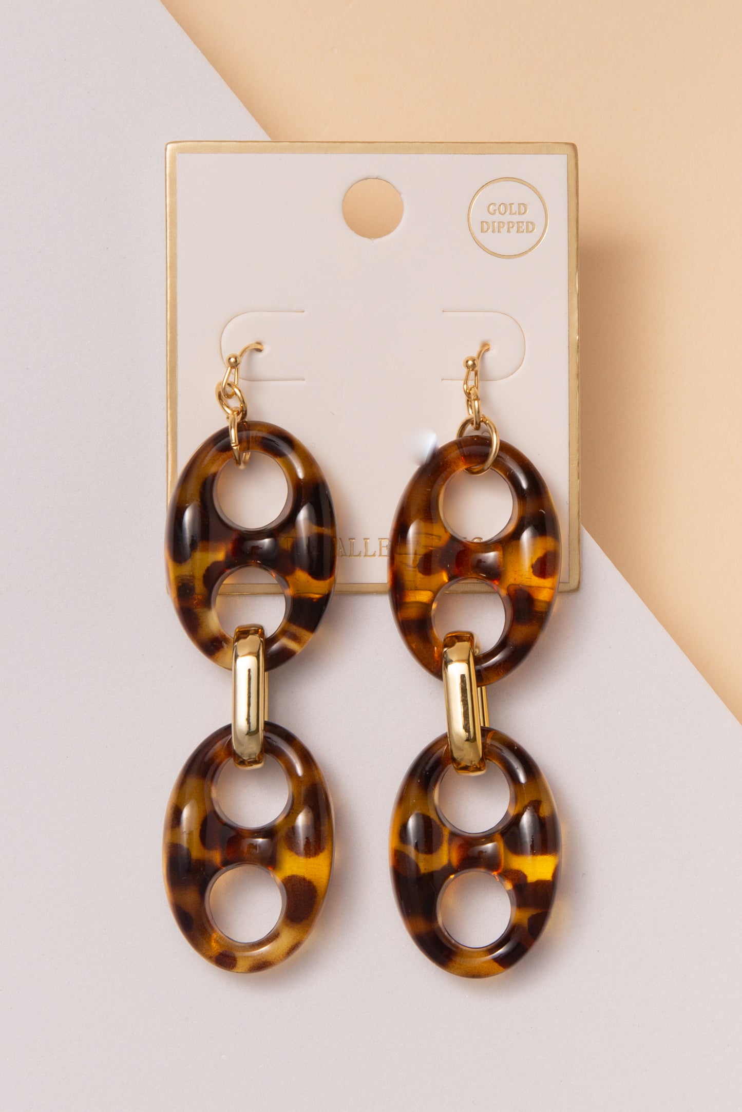 Khloe Gold Dipped Tortoise Inspired Pop Tab Link Dangle