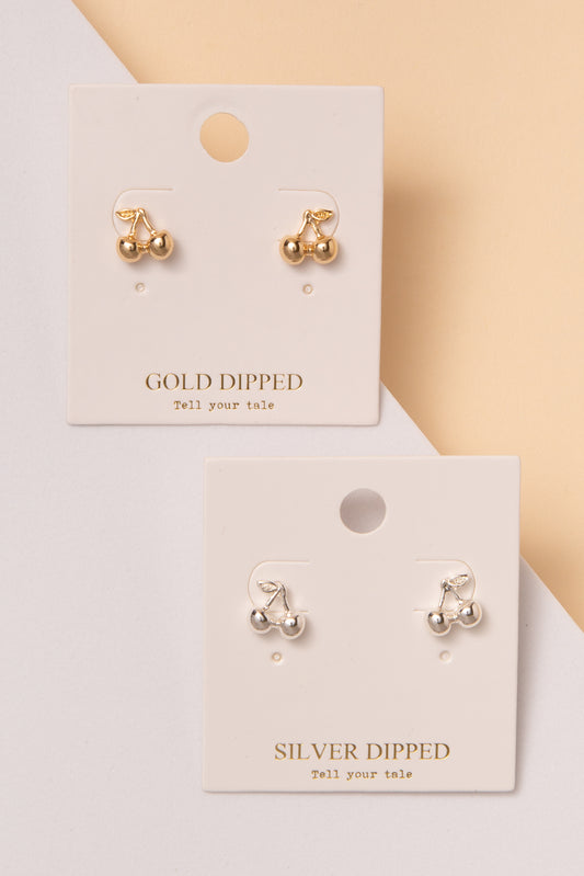 Mariana Gold Dipped and Silver Dipped Cherry Stud Earrings