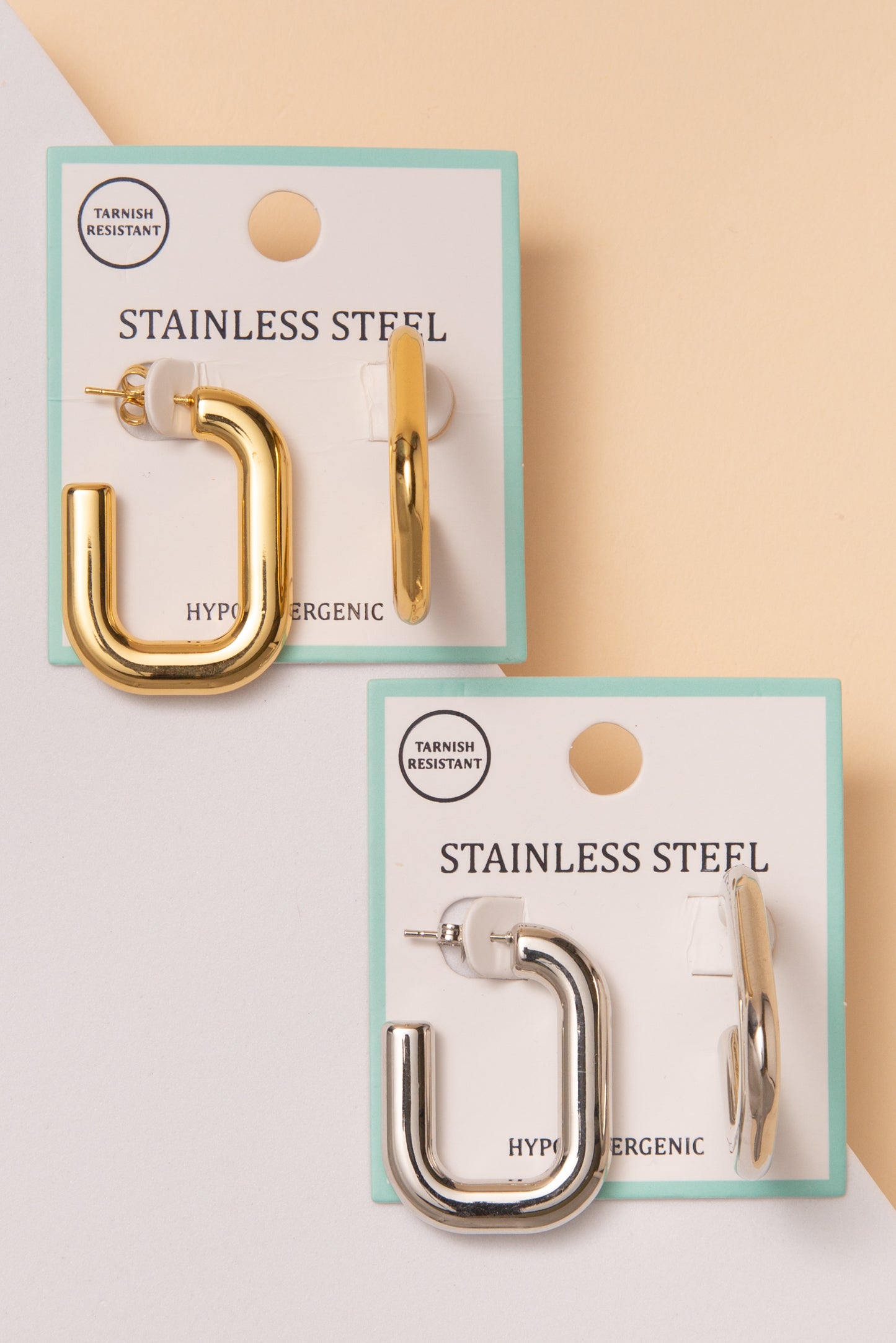 Selena Stainless Steel Square Open Hoop Earrings