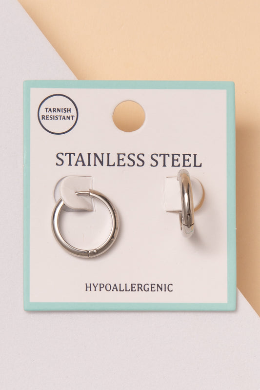 Kaylee Stainless Steel Huggie Hoop Earrings