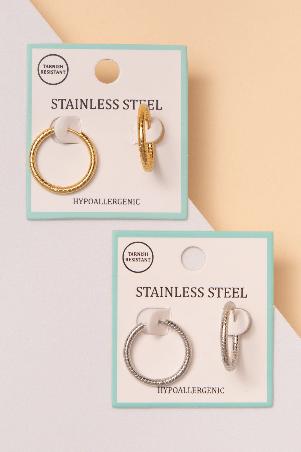 Camille Stainless Steel Texture Huggie Hoop Earrings