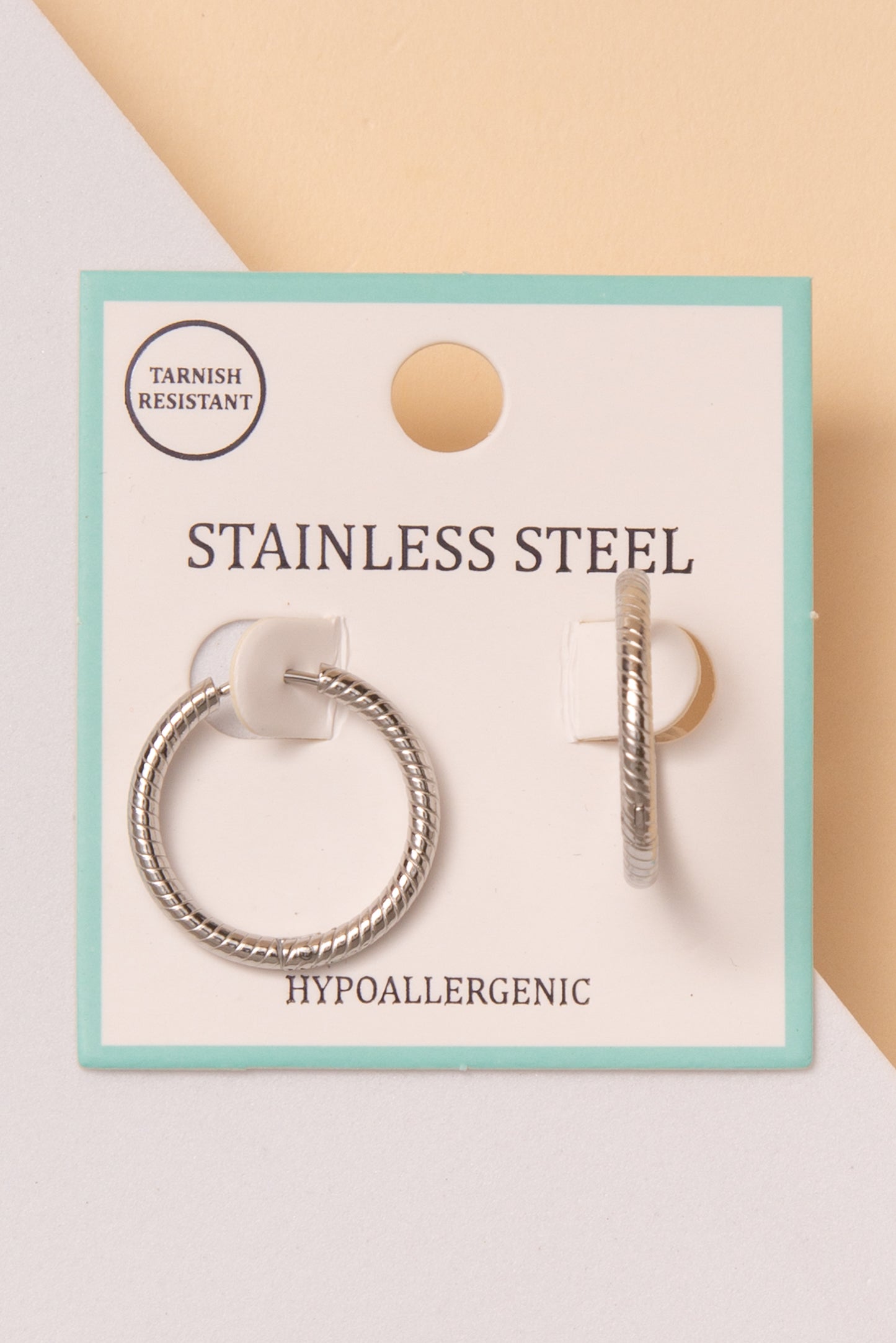Camille Stainless Steel Texture Huggie Hoop Earrings