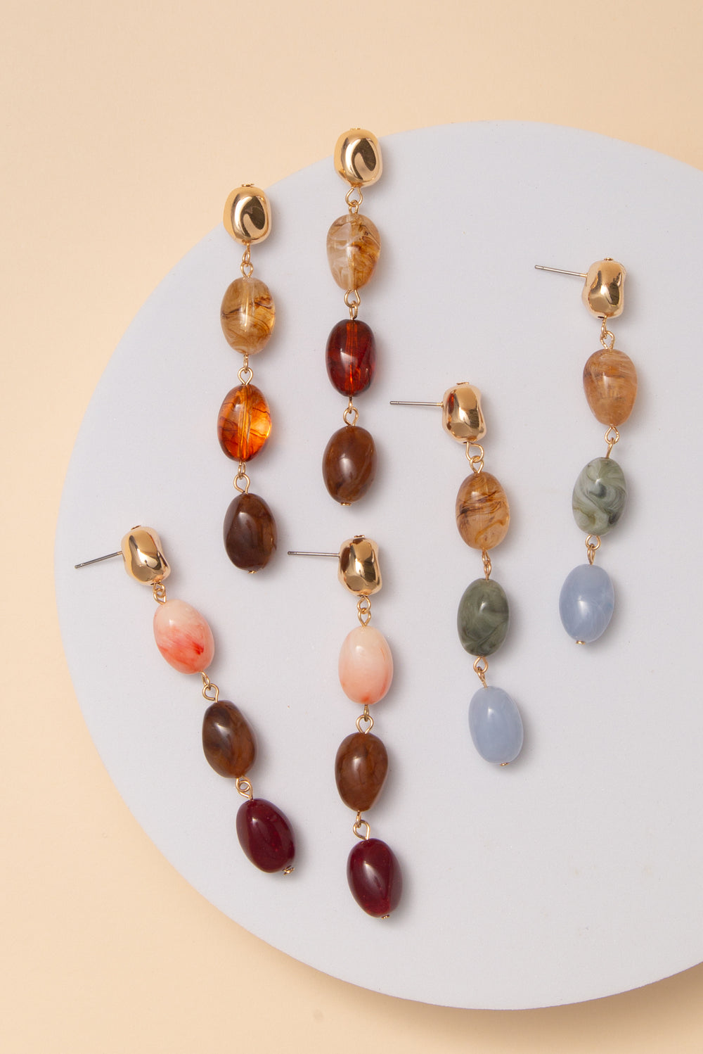 Simone Dangle 3 Tier Stone Earrings