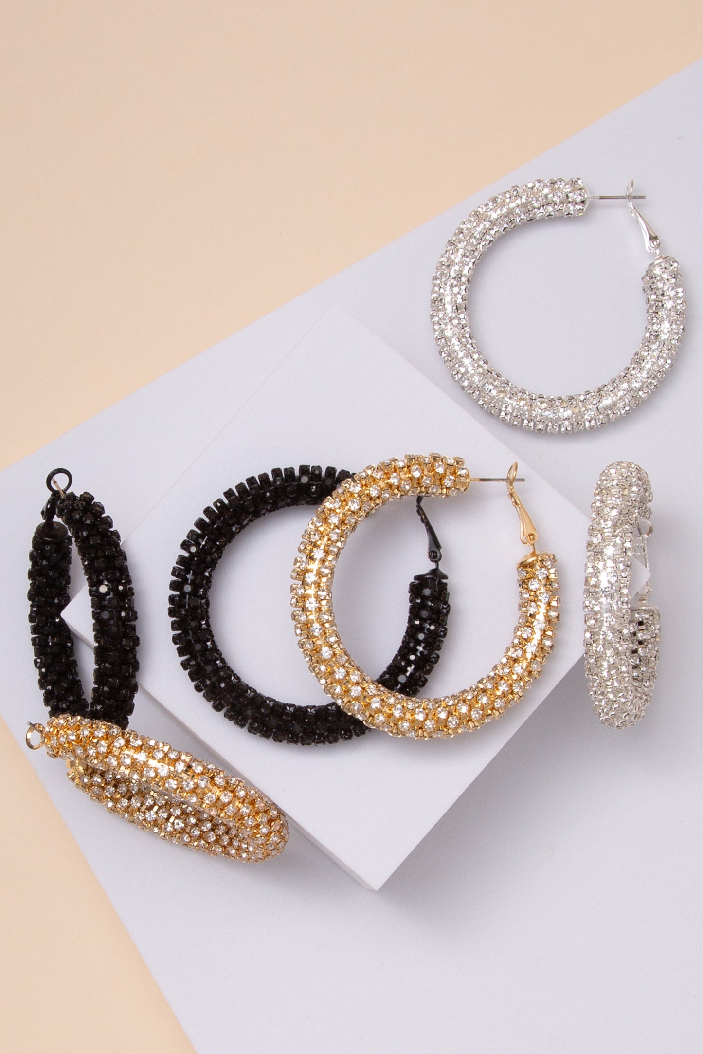 Sara Rhinestone Pavé Tube Hoop Earrings