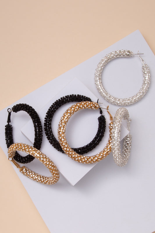 Lia Rhinestone Pavé Tube Hoop Earrings