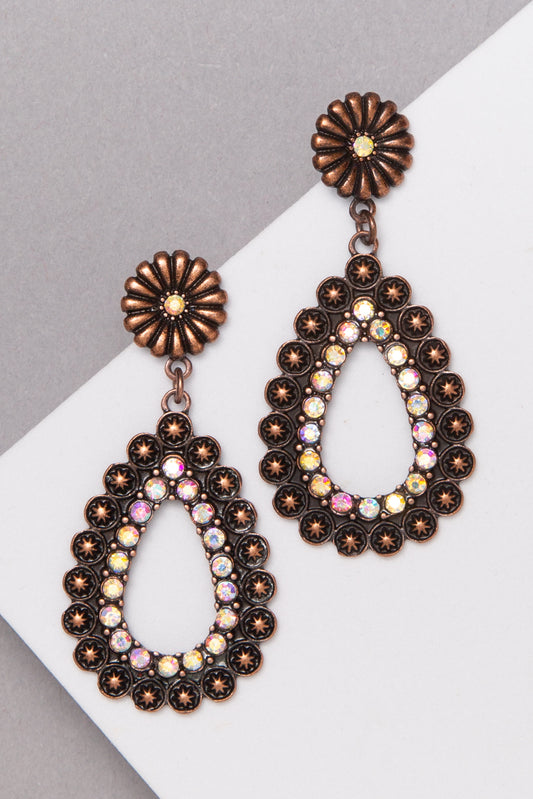Ella Western Teardrop Iridescent Earrings | Copper