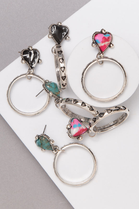 Emma Western Aztek Hand Stone Post Earrings