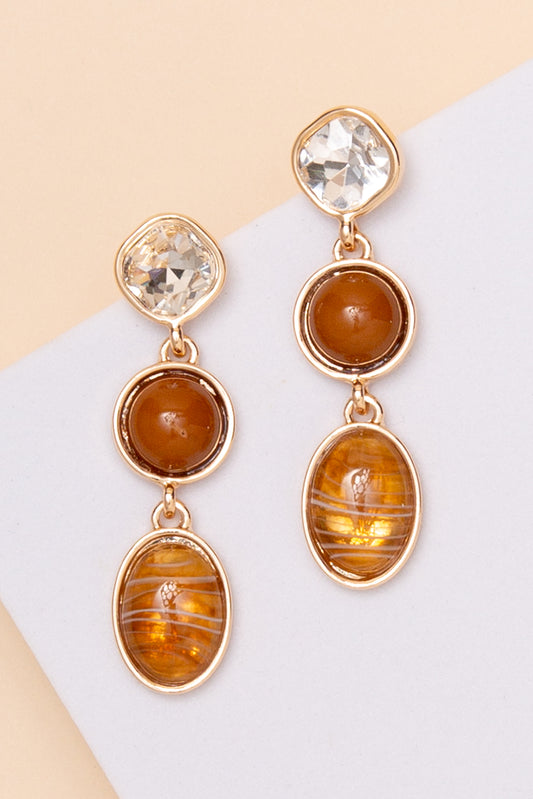 Giselle Crystal Stone Dangle Earrings | Brown