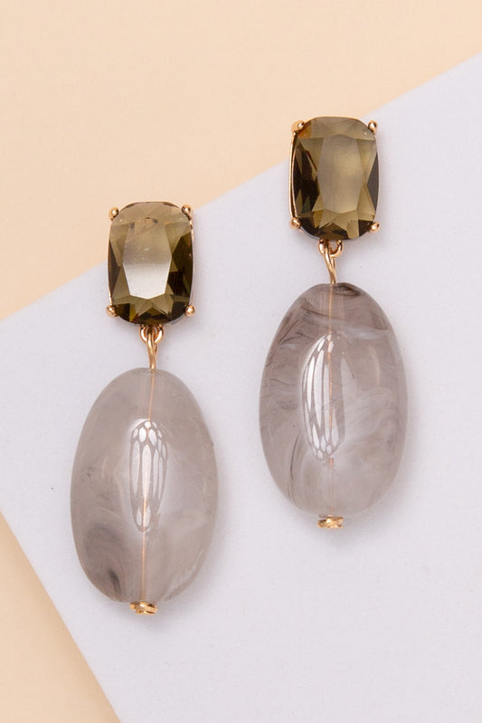 Taylor Crystal Stone Dangle Earrings | Grey