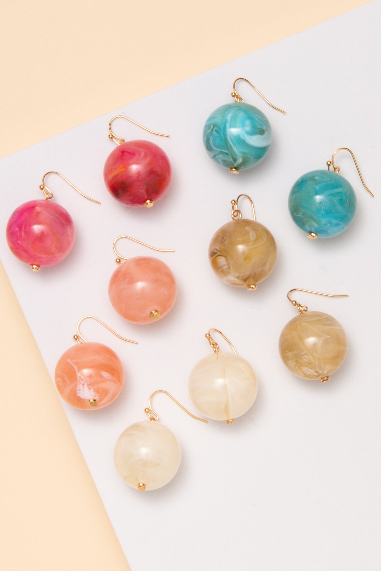 Jenna Round Marble Dangle Earrings