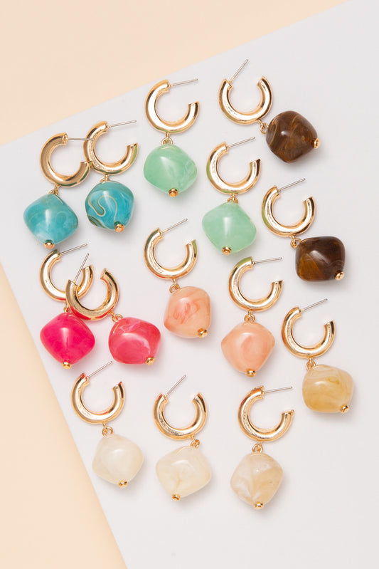 Brooklyn Gold Huggie Stone Dangle Earrings