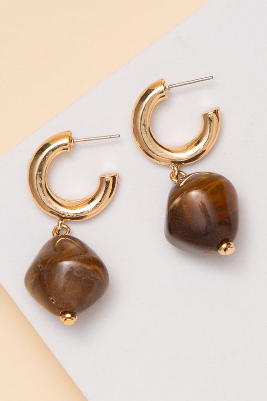 Brooklyn Gold Huggie Stone Dangle Earrings