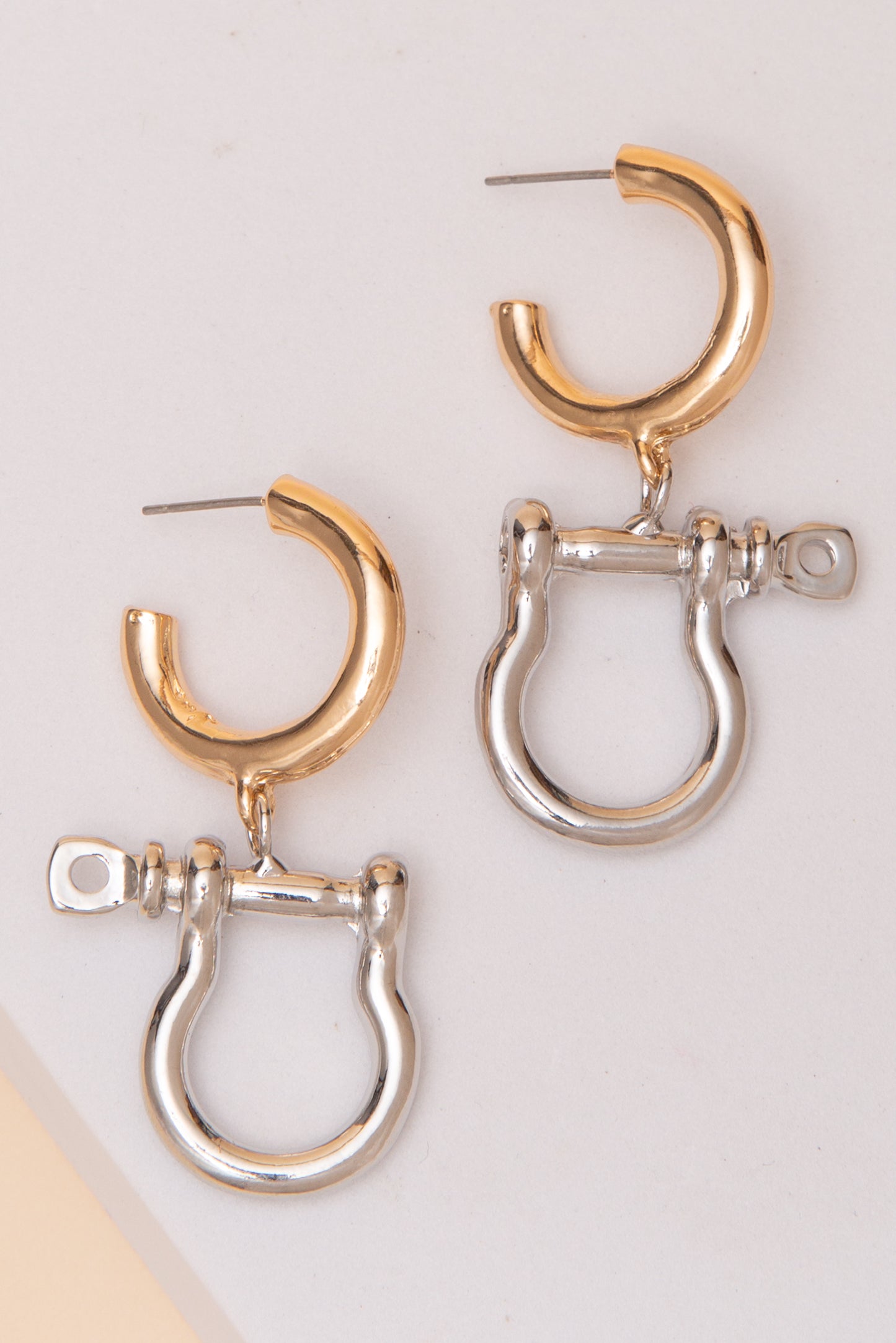 Amelia Shackle Charm C-Shaped Huggie Hoop Earrings