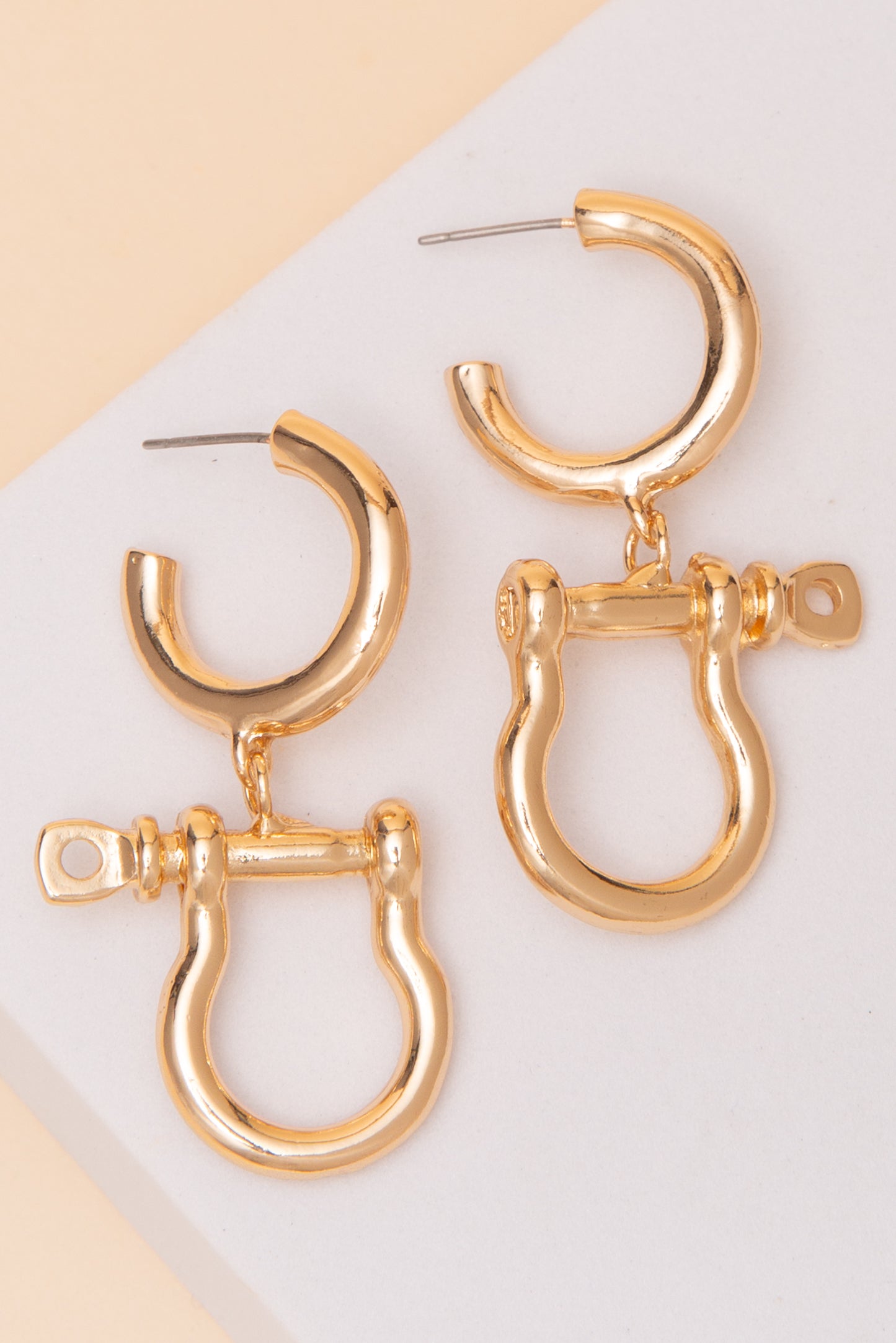 Amelia Shackle Charm C-Shaped Huggie Hoop Earrings