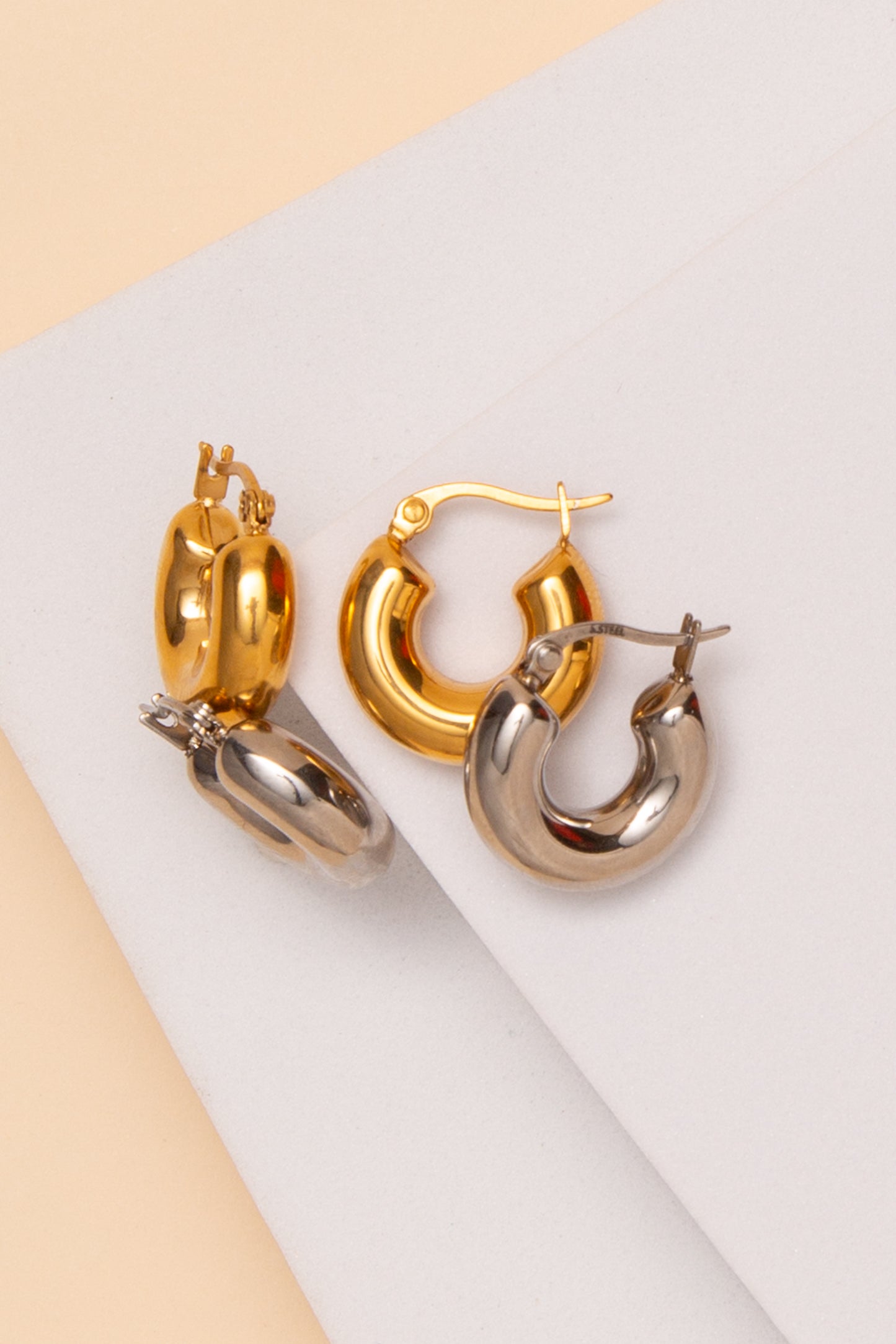 Penelope 18K Gold Dipped or Stainless Steel Hoop Earrings