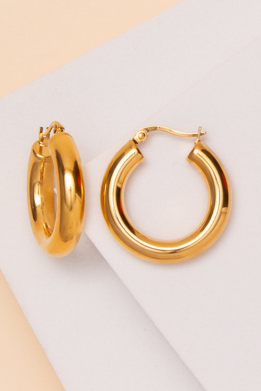 Ellie Hoop Earrings In 18K Gold Dipped or Stainless Steel | Gold 